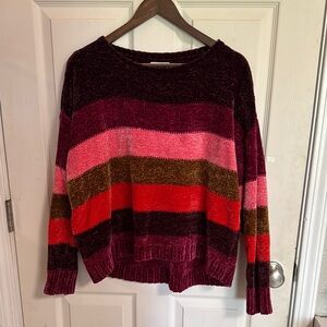 Maurices Red and Pink Crew Neck Sweater